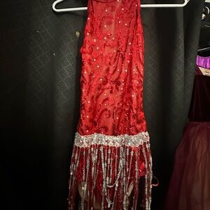 Weissman Red Sequin Fringe Dress